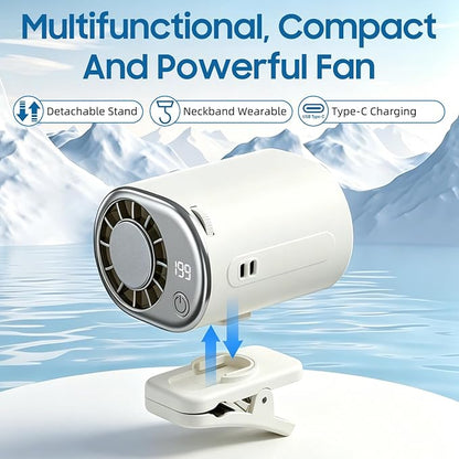 Car Clip on Air Conditioner Fan with LED Display, 360°Rotation, Semi-Cooling Technology, USB Rechargeable Personal Fan, Hands-Free Clip on Fan for Cars, Work, Camping (Purple) - Image 7
