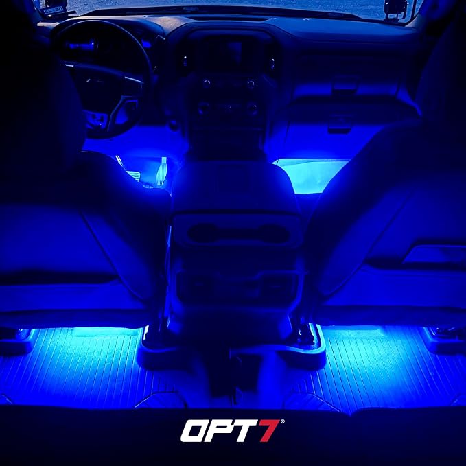 OPT7 Aura Double Glow RGB Interior Truck & SUV Lights with Remote Control | Ultra Bright Ambient Glow, Extended Underdash Lighting, 6PC Multicolor LED Strip, Sound Sync, 12V Crew Cab Truck Accessories - Image 2