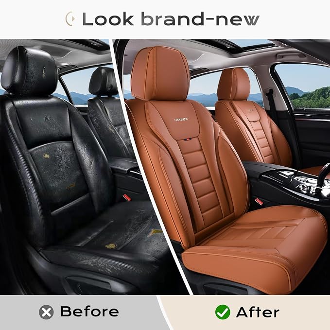 Coverado Car Seat Covers Full Set, Seat Covers for Cars, Front Seat Covers and Back Seat Cover Waterproof Leather Automotive Seat Cover, Universal Car Interior Protectors Cushion for Most Cars - Image 5