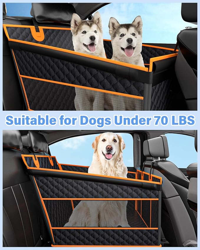 Instraella Dog Car Seat for Large Dogs, Hard Bottom Half Back Seat Extender | For Medium & Large Dogs, Fits Cars, SUVs & Trucks, Waterproof & Non-Slip with Mesh Windows, Leash Slot & Room for a Passenger - Image 8