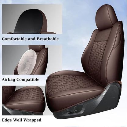 Coverado Tacoma Seat Covers, Leather Front Car Seat Covers for Toyota Tacoma, Car Seat Protector Compatible with 2005-2023 Toyota Tacoma Double/Crew Cab(Brown) - Image 7