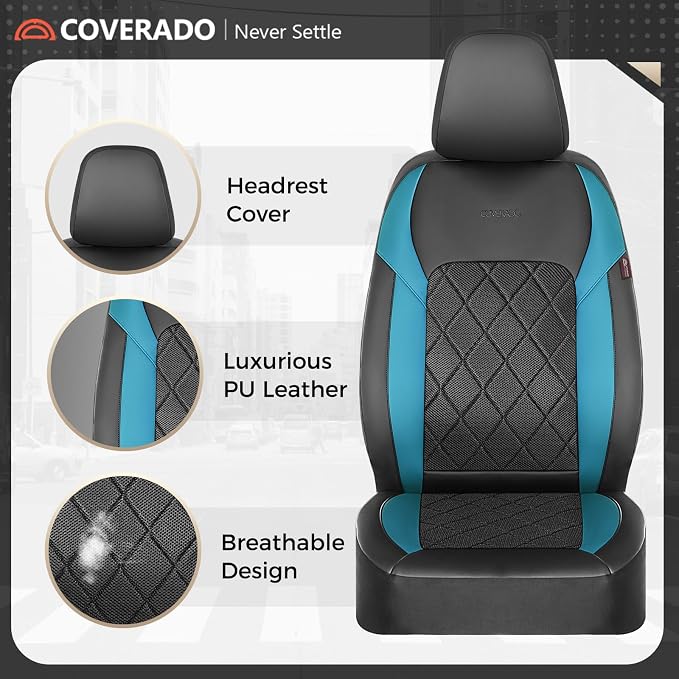 Coverado Car Seat Covers, Front Seat Covers, 2 Front Automotive Seat Cover, Mesh Breathable Seat Protectors, Universal Fit for Most Cars - Image 3