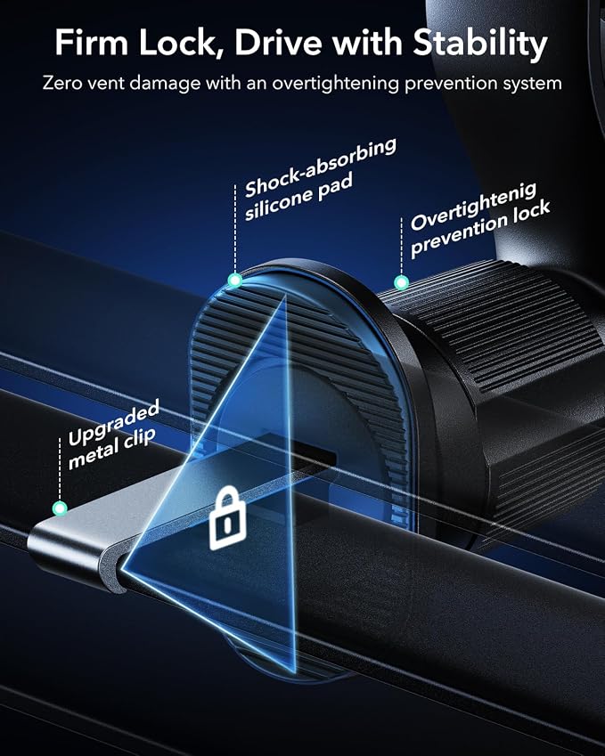 ESR OmniLock Qi2.2 25W Certified MagSafe Car Mount Charger with Cryoboost | Phone Cooling MagSafe Car Charger, 360° Rotatable, Air Vent Magnetic Car Phone Holder for iPhone 17/16 with iOS 26, S26 Ultra - Image 6