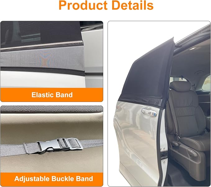 2 Pack Mesh Car Window Screen for MPV Sliding Door, Sun Shade for Camping | Single Layer Sun Shade for Large Square SUV Truck Rear Windows, Car Camping Overnight Sleeping Elastic Mesh Sunshade for Baby - Image 2