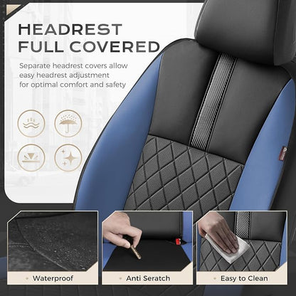 Coverado Car Seat Covers Full Set, Automotive Leather Seat Covers for Car，Universal Fit Front Back Seat Cover, Non-Slip Waterproof Breathable Car Seat Protector - Image 5