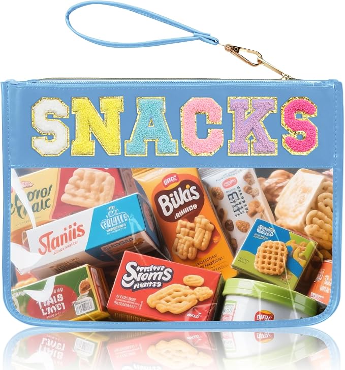 Siwara Snack Bags Clear Pouch Travel Makeup Bag Chenille Letter Bags for Zipper Pouch Clear Cosmetic Bag Clearly Tote Bag Makeup Travel Bags for Women by Siwara