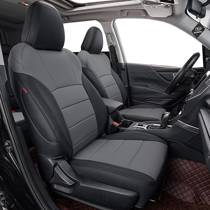 Car Seat Covers for 2009-2013 Subaru Forester,Rear No Armrest,Faux Leather | Full Set Suv Seat Cushion,Easy Installation,Factory Look,Waterproof Car Seat Protector (Black/Gray) by Coverdream