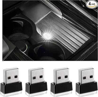 Yourkar 4 PCS USB LED Car Interior Atmosphere Lamp, Plug-in USB Interface Trunk Ambient Lighting Kit, Night Led Decoration Mini USB Light, Universal Interior Car Accessories (White) by Unknown