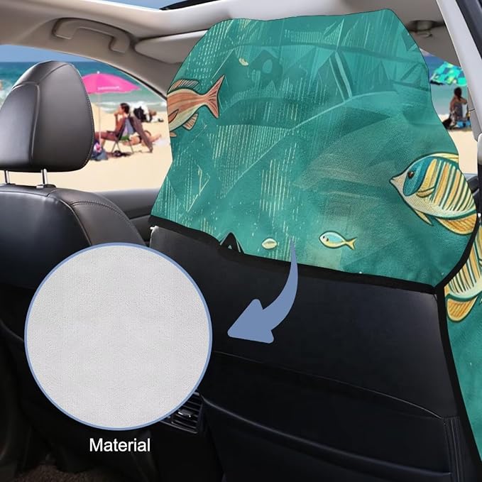 Sea Turtle Print Car Seat Cover Towels Front Seats Boho Style Front Seat Covers for Trucks, SUVs, Sedans Absorbent Microfiber Towels for Gym Workout, Running, Swimming, etc - Image 4