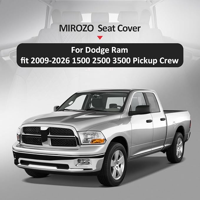 Dodge Ram Seat Covers Full Set Fit for 2009-2026 Ram 1500/2500/3500 | Ram Seat Covers Black,Waterproof Truck Seat Covers ,ram 1500 2500 3500 Seat Covers, Heavy Duty with Split Flat Bench 40/60 - Image 6