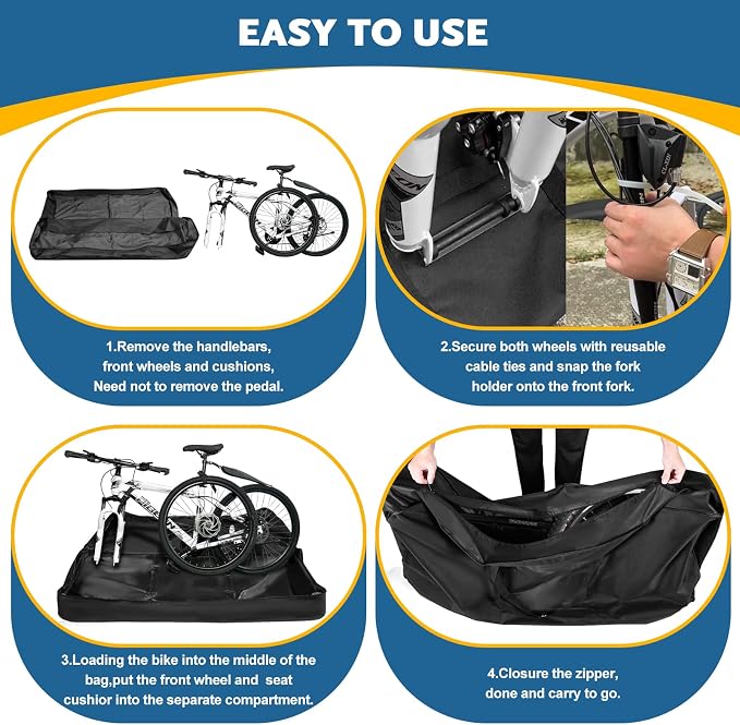 Bike Travel Bag,Heavy Duty 840D Transport Bicycle Storage Carry Bag with Strong Webbing,Portable Folding Cycling and Bicycle Bags Bike Suitcase Waterproof for Airplane Shipping - Image 7