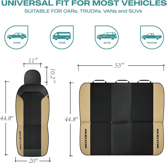 Skechers Car Seat Covers,GOGA Mat Oxford Cloth Seat Covers,Waterproof Car Seat Covers Front Seats,Automotive Universal Fit Seat Cover for Most Cars, Suvs, Trucks,Beige - Image 5