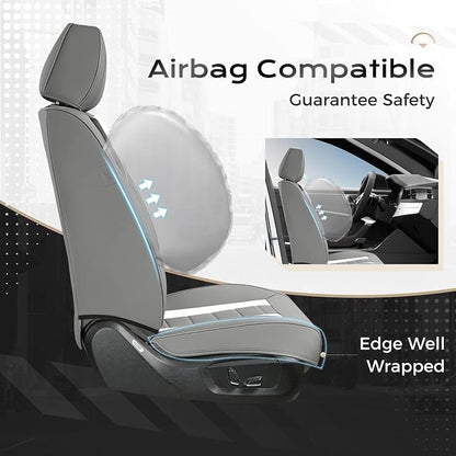 Coverado Car Seat Covers Full Set, Seat Covers for Cars, Front Seat Covers and Back Seat Cover Waterproof Leather Automotive Seat Cover, Universal Car Interior Protectors Cushion for Most Cars - Image 3