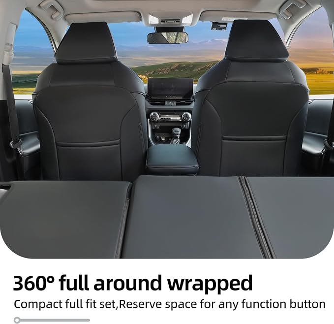 Lolcar Rav4 Seat Covers Custom Fit for Toyota Rav4 2021-2024 Prime SE,XSE & 2019-2025 Hybrid/PHEV SE,XSE, Leather Truck Seat Cover Full Set for SUV,Faux Leather(Black) - Image 9