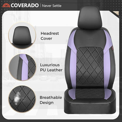Coverado Car Seat Covers, Front Seat Covers, 2 Front Automotive Seat Cover, Mesh Breathable Seat Protectors, Universal Fit for Most Cars - Image 3