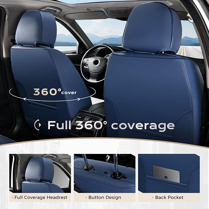 Coverado Car Seat Covers, Seat Covers for Cars, Waterproof Leather Auto Seat Protectors, Leather Car Seat Cushion, Car Interiors Accessories Universal Fit for Most Cars - Image 6