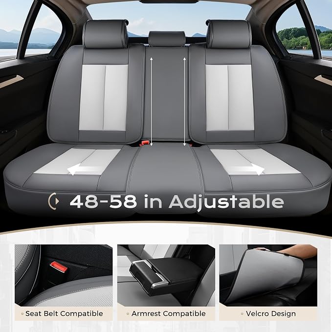 Coverado Car Seat Covers, Seat Covers for Cars, Waterproof Leather Auto Seat Protectors, Leather Car Seat Cushion, Car Interiors Accessories Universal Fit for Most Cars - Image 2