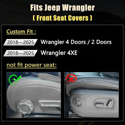 GIANT PANDA Wrangler JL Seat Covers Custom Fit for Jeep Wrangler,Premium Waterproof Faux Leather, 2018 2019 2020 2021 2022 2023 2024 2025 2026 JL 2/4 Door Front (Black - Image 4