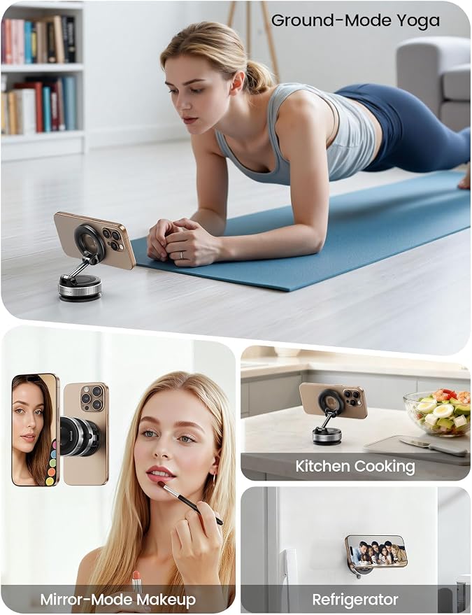 Lamicall for MagSafe Car Mount 70LBS Vacuum Suction Dashboard & Windshield | 20X Magnet Car Phone Holder 360° Foldable Magnetic Phone Holder for Your Car fit iPhone 17 16 15 14 Pro Max Gift Truck Silver - Image 8