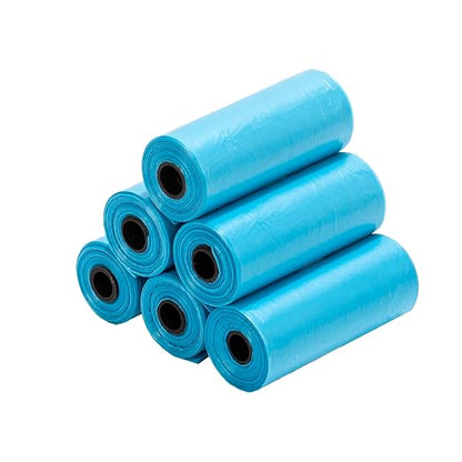 Ginsco 0.8 Gallons Disposable Trash Bags for Mini Car Trash Can, Portable Small Car Garbage Bags, Cars Accessories, Mini Trash Bags, Plastic Trash Bag for Cars/Home/Office (6 Rolls/90 Counts) Blue by Ginsco
