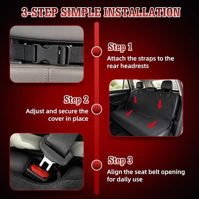 Car Seat Cover Towel, Waterproof Sweat Absorbent Back Seat Protector for Sedans SUVs & Minivans, Non-Slip Machine Washable Rear Bench Cover for Post-Gym, Beach, Pets & Kids (Black) - Image 6