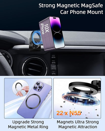 PZK Car Phone Holder for Toyota Tacoma 2016-2023 Accessories Custom Vent | 3rd Gen Tacoma Magnetic Car Phone Mount with Magsafe 360° Rotation Hands Free Phone Stand for All 4.0-7.0‘’ Smartphone - Image 4