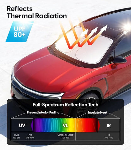 Wigoo for Chevrolet Blazer Windshield Sunshade, Custom Fit, Keeps Cool | Custom Fit, Cooling Tech Fabric, Foldable Heat-Blocking Sunshade with Storage Bag, for Chevrolet Blazer 2019-2026 Accessories - Image 3