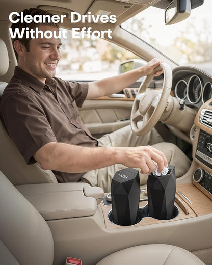 HOTOR Car Trash Can with Lid, Leakproof, Black, 1 Pack | Car Accessories for Interior, Garbage Can with 15 Attached Trash Bags, Multipurpose Organizer and Storage for Home & Office - Image 2