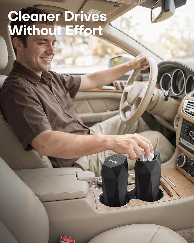HOTOR Car Trash Can with Lid, Leakproof, Black, 2 Pack | Car Accessories for Interior, Garbage Can with 30 Attached Trash Bags, Multipurpose Organizer and Storage for Home & Office - Image 2