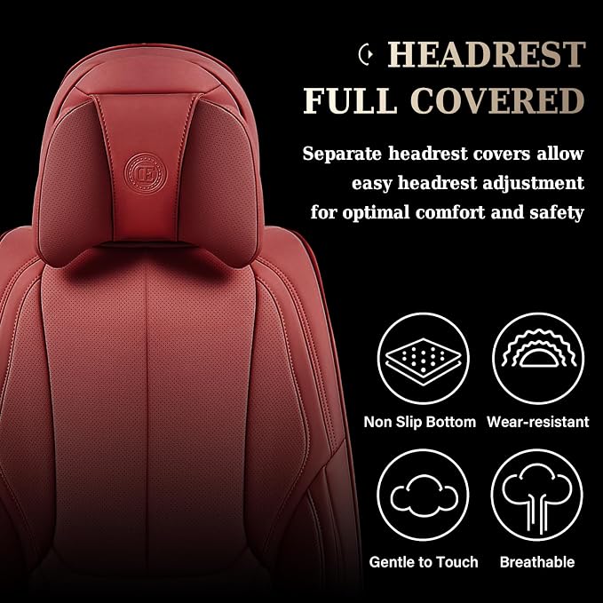 Coverado Car Seat Covers, Seat Covers for Cars, Waterproof Leather Auto Seat Protectors, Leather Car Seat Cushion, Car Interiors Accessories Universal Fit for Most Cars - Image 4