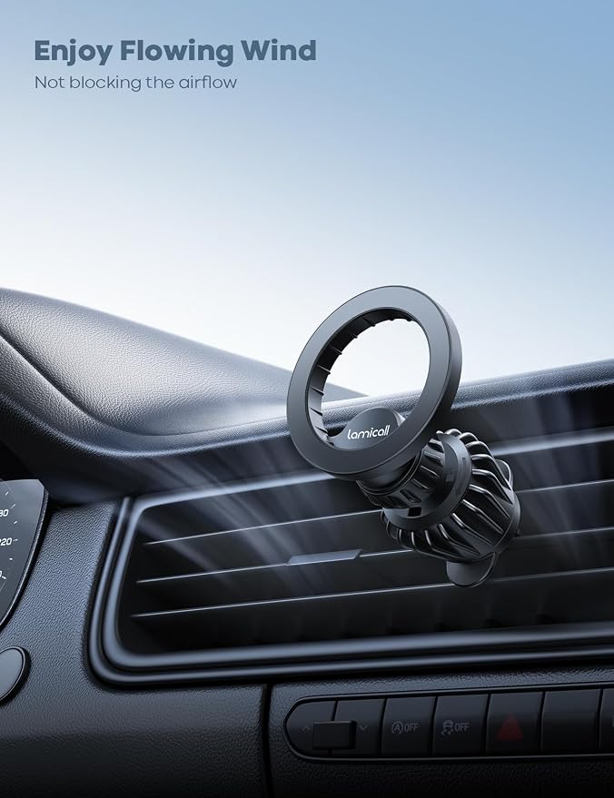 Lamicall for MagSafe Car Mount Vent 20 Super Magnets Accessories for iPhone | Magnetic Phone Holders for Your Car HandsFree Car Phone Holder Mount Air for Women Men Gift fit iPhone 17 16 15 Pro Max Black - Image 6