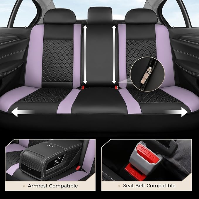 Coverado Car Seat Covers Full Set, Automotive Leather Seat Covers for Car，Universal Fit Front Back Seat Cover, Non-Slip Waterproof Breathable Car Seat Protector - Image 6