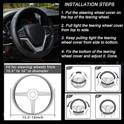 Microfiber Leather Steering Wheel Cover Large-Size for F150 F250 F350 Ram 4Runner Tacoma Tundra Range Rover Model S X with 15 1/2 inches-16 inches Outer Diameter-Gray - Image 6