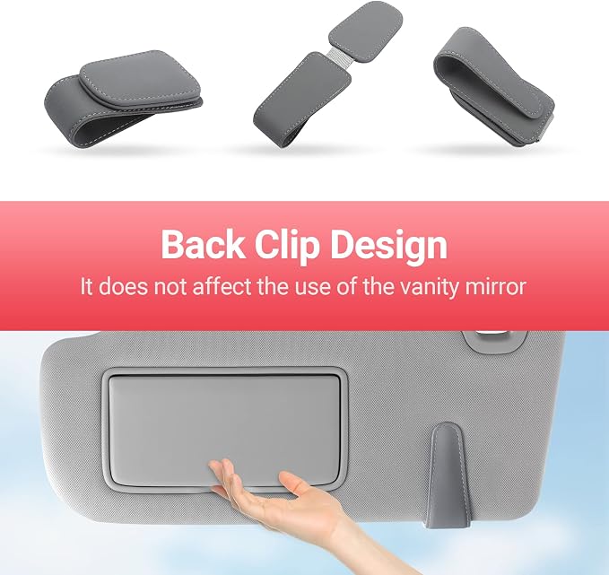 Sunglass Holder for Car Sun Visor Sunglasses Clip Car accessories -Gray | sun visor organizer, ticket card clip, eyeglass sunglasses holder, one-handed magnetic, anti-scratch, car stuff for women men - Image 6