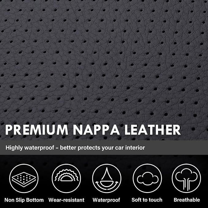Coverado Chevy Silverado Seat Covers, Faux Leather Seat Covers Fit for Chevy Silverado GMC Sierra 2007-2025 1500, 2015-2025 2500HD 3500HD Crew Double Extended Cab (Front, Black) - Image 8