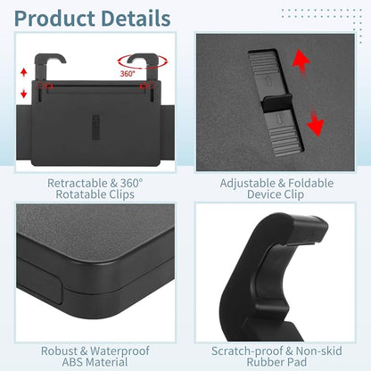 Adjustable Car Steering Wheel Tray, Expandable Car Desk with Rotatable Clip for Laptop & Food, Multipurpose Portable Table for Eating, Working, Gaming - Image 3