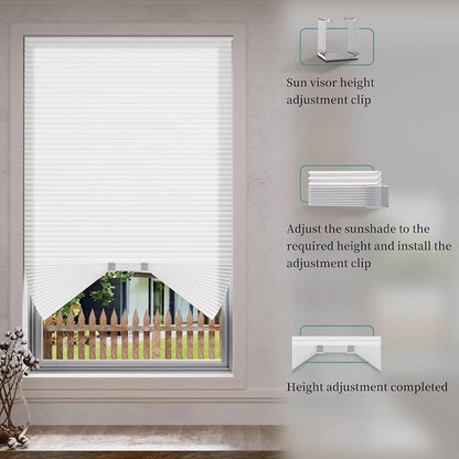 Myshade Arch Window Shades Half Circle Light Filtering Cellular Shades Cordless No Drill Blinds for Windows Half Moon Honeycomb Fabric No Tools Shades Easy Install (1PCS White 36" W X 18" H) - Image 4