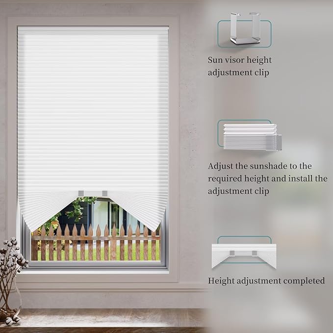 Myshade Arch Window Shades Half Circle Light Filtering Cellular Shades Cordless No Drill Blinds for Windows Half Moon Honeycomb Fabric No Tools Shades Easy Install (1PCS White 24" W X 12" H) - Image 4