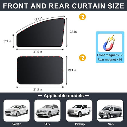 XCBYT Magnetic Car Side Window Covers, 4 Pack | 100% Blackout, Privacy, 99% UV Block, Magnetic mounting, Universal fit - Image 6