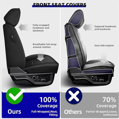 Custom Fit Seat Covers for Jeep Gladiator JT 2020 2021 2023 2024 2025 2026 Full Set Black Car Seat Protectors Premium Faux Leather Automobile Seat Seat Cover - Image 4