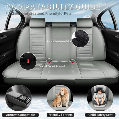 Fit Avalon Car Seat Covers for Toyota Avalon 2001-2021 2022 -Premium Leather, Waterproof，Breathable，All-Weather Seat Cushion Protecto & Airbag Compatible, 2 Front Seat Gray - Image 3