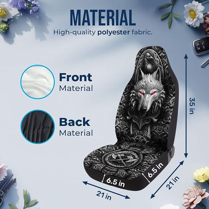 GENANY Viking Car Seat Covers, 2-Piece Front Seat Set | 2-piece polyester front seat cover set, each 49.5 x 19.6 inches, with adjustable straps and hooks - Image 4