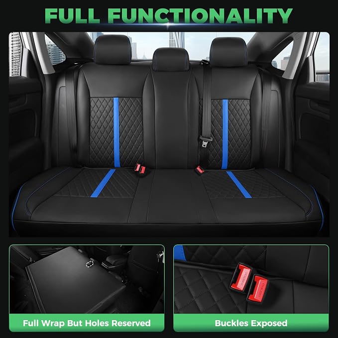 RIDEPOSH Custom Fit Seat Covers for Honda Civic 2022-2026 | Sedan LX 2022-2026, Sport 2022-2024, Faux Leather, Solid Bench Rear, No Rear Armrest, Waterproof, Airbag Compatible, Full Set - Image 5