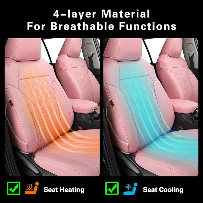 EKR Rav4 Seat Covers Custom Fit for Toyota Rav4 (Hybrid) Woodland/Limited 2026, Leather Car Seat Cover Full Set for SUV,Faux Leather(Pink) - Image 9