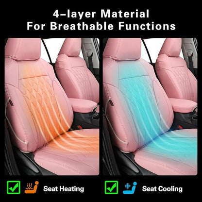 EKR Rav4 Seat Covers Custom Fit for Toyota Rav4 (Hybrid) Woodland/Limited 2026, Leather Car Seat Cover Full Set for SUV,Faux Leather(Pink) - Image 9
