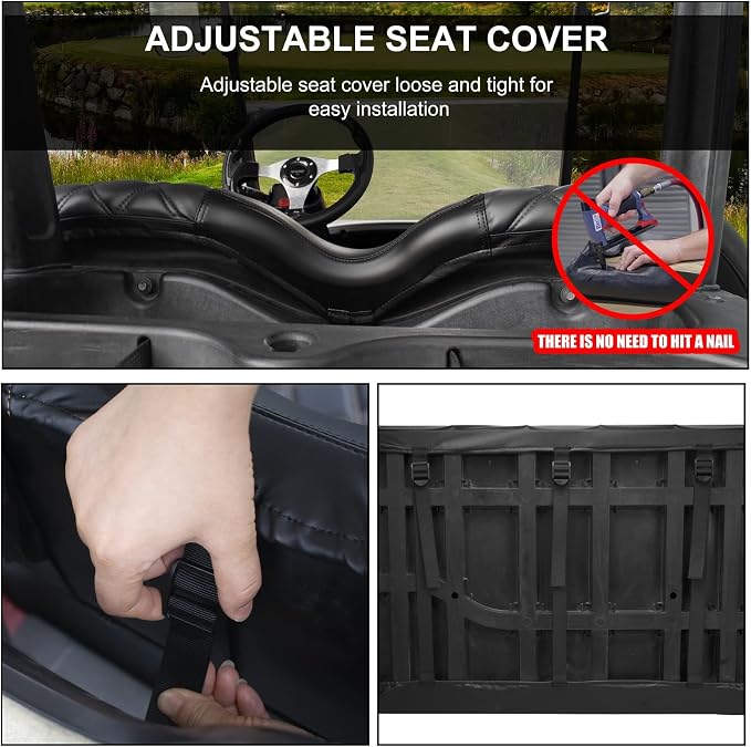 NOKINS Golf Cart Diamond Vinyl Seat Covers Fits Club Car Precedent 2004-UP | OEM Standard Front Seat Cushion,No Nails Required - Image 3