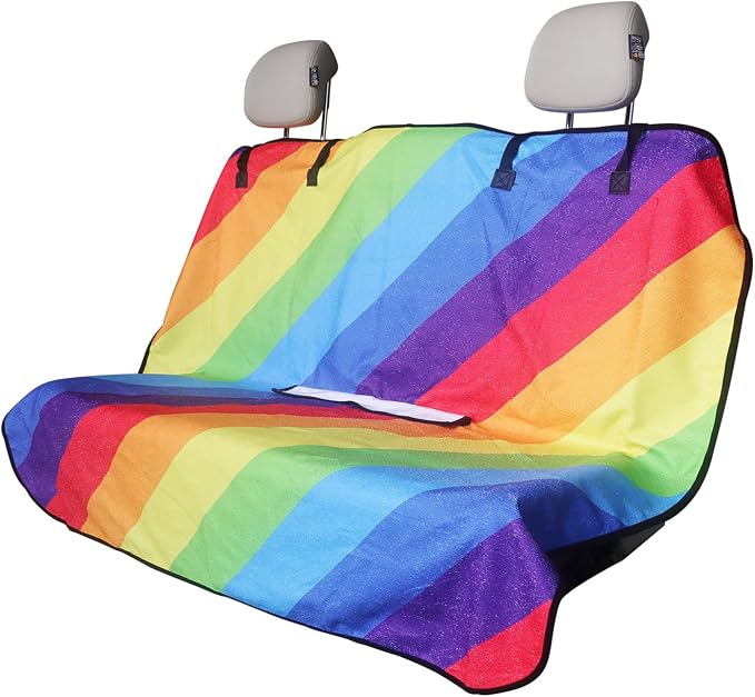 Sweat Towel Car Seat Cover Protector Front Seats for Gym Workout, Running, Swimming, Beach and Hiking, Waterproof Universal Seat Cover for Car, Trucks, Van & SUV (1, Rainbow, Rear Seat) by Unknown