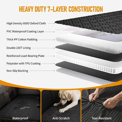 Dog Car Seat Cover for Back Seat, Hard Bottom Back Seat Extender for Dog | Back Seat Pet Cover for Dogs - Supports 400lbs, Waterproof Heavy Duty Scratch Proof, Dog Hammock for Midsize Cars/SUVs - Image 4