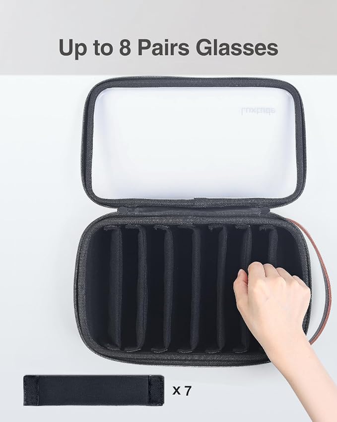 Travel Sunglasses Organizer Case, Clear Sunglasses Travel Case | Glasses Case Multiple Pairs with Adjustable Slots, Hard Shell Sunglass Storage Organizer for Women Men/Camping/Beach etc. - Image 3