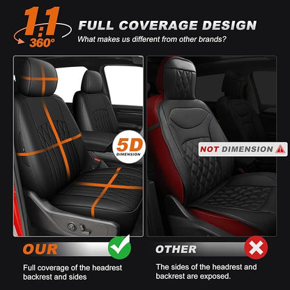 AOMSAZTO Custom Fit Seat Covers for Ram 1500 & 2500 2009-2018 Black Lattice | Pickup Truck Seat Covers, Perfect Fit, Breathable, Waterproof, Premium Faux Leather, for Ram Crew Cab, Airbag Compatible - Image 4